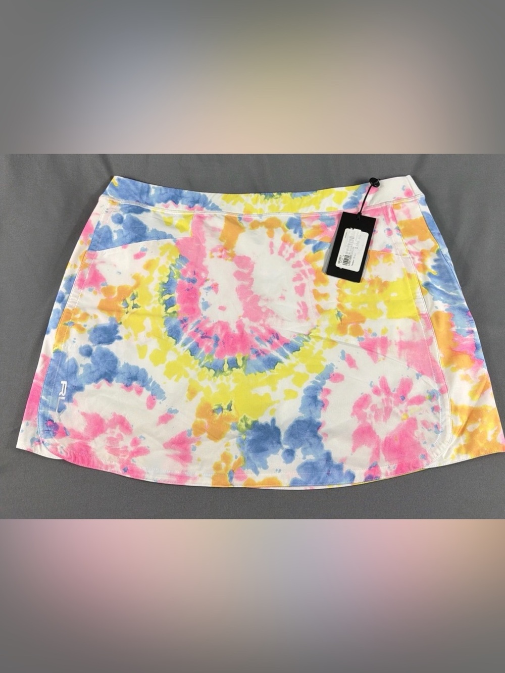 RLX Ralph Lauren Womens Golf Skort Tie Dye Print Large White Multi Polyester